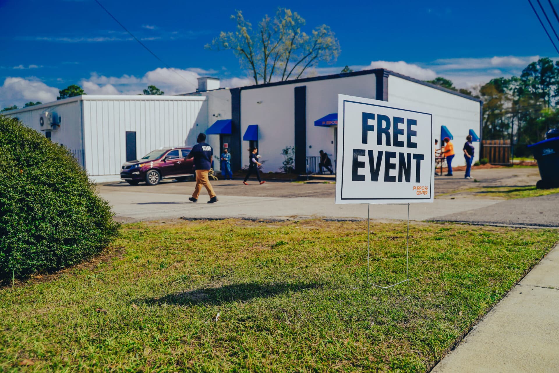 Community outreach venue in Augusta with event signage